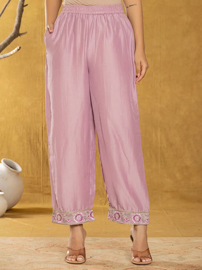 Purple Silk Blend Pakistani Style Kurta Dupatta Set