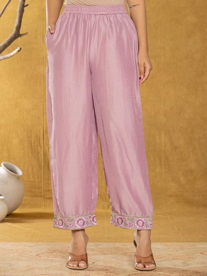Purple Silk Blend Pakistani Style Kurta Dupatta Set