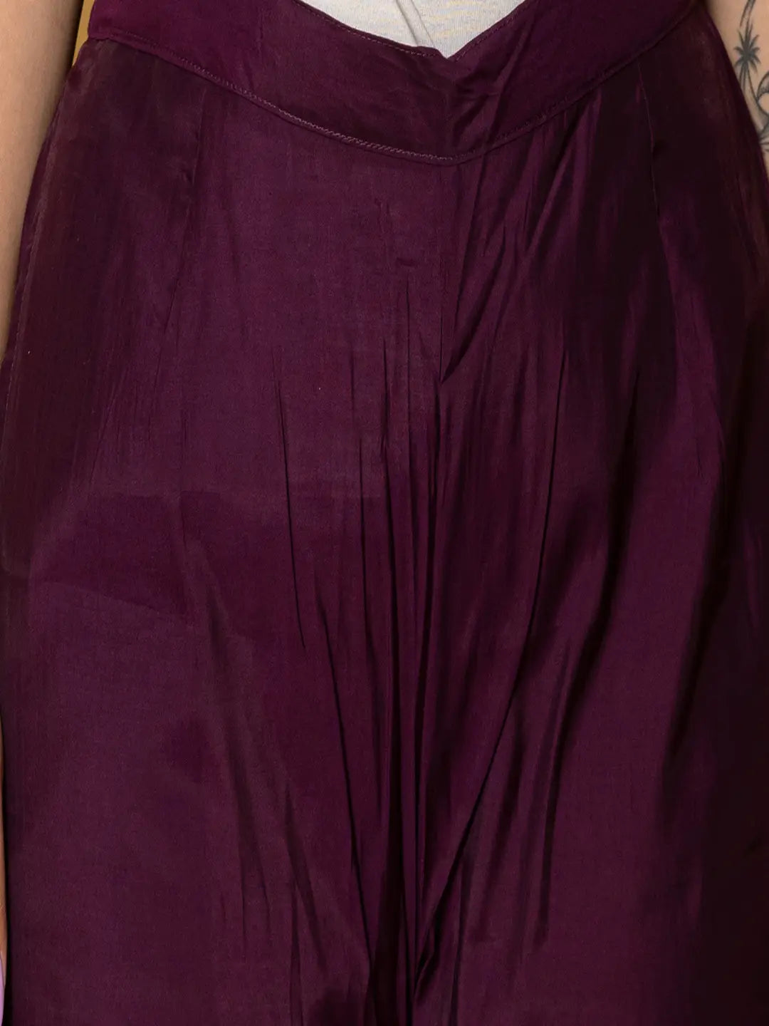 Purple Silk Embroidered Plus Size Kurta Dupatta Set