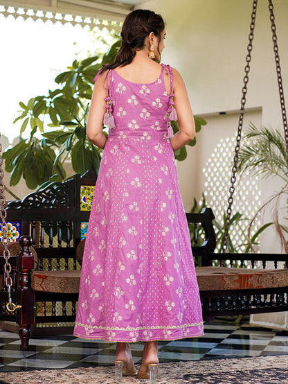 Purple Strappy Anarkali Dress Design