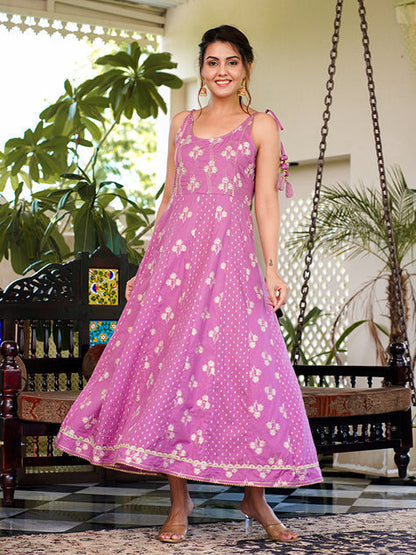 Purple Strappy Anarkali Dress Design