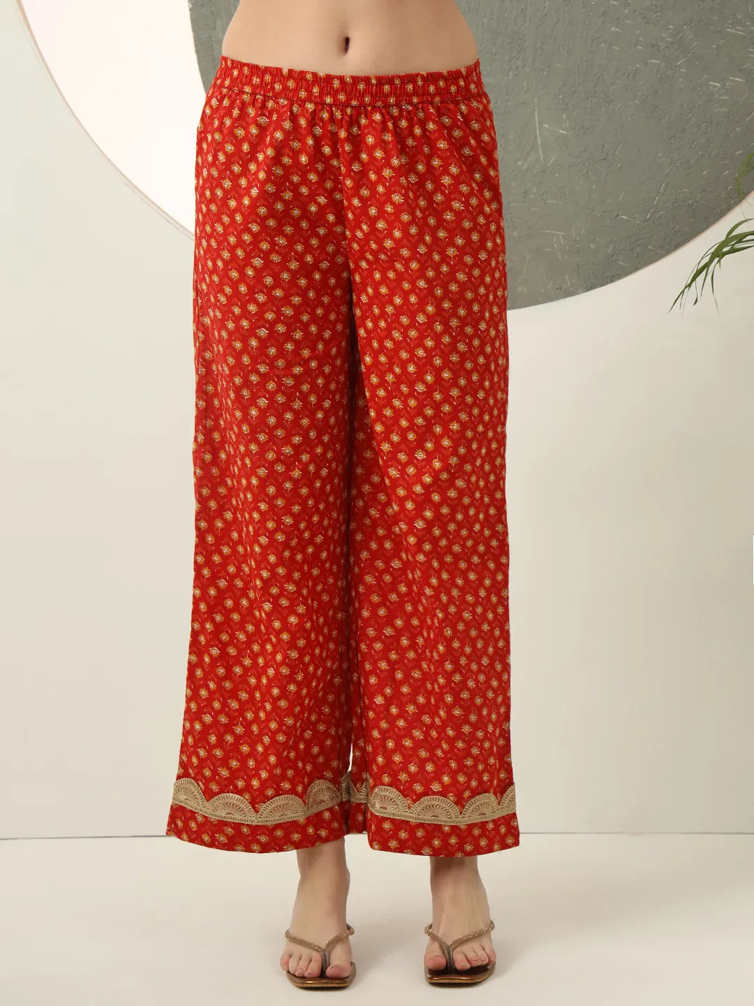 Red Gotta Pati Anarkali Kurta Dupatta Set