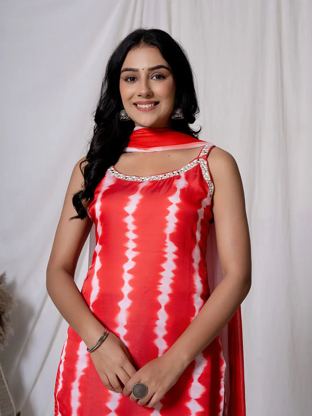 Red Silk Kurta Dupatta Pant Set