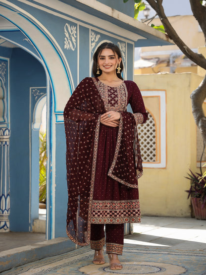 Wine Rayon Kurta Set