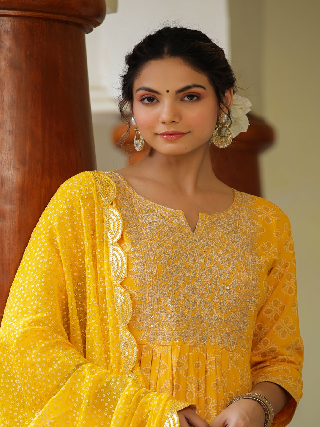 Yellow Dandelion Embroidered Suit Set