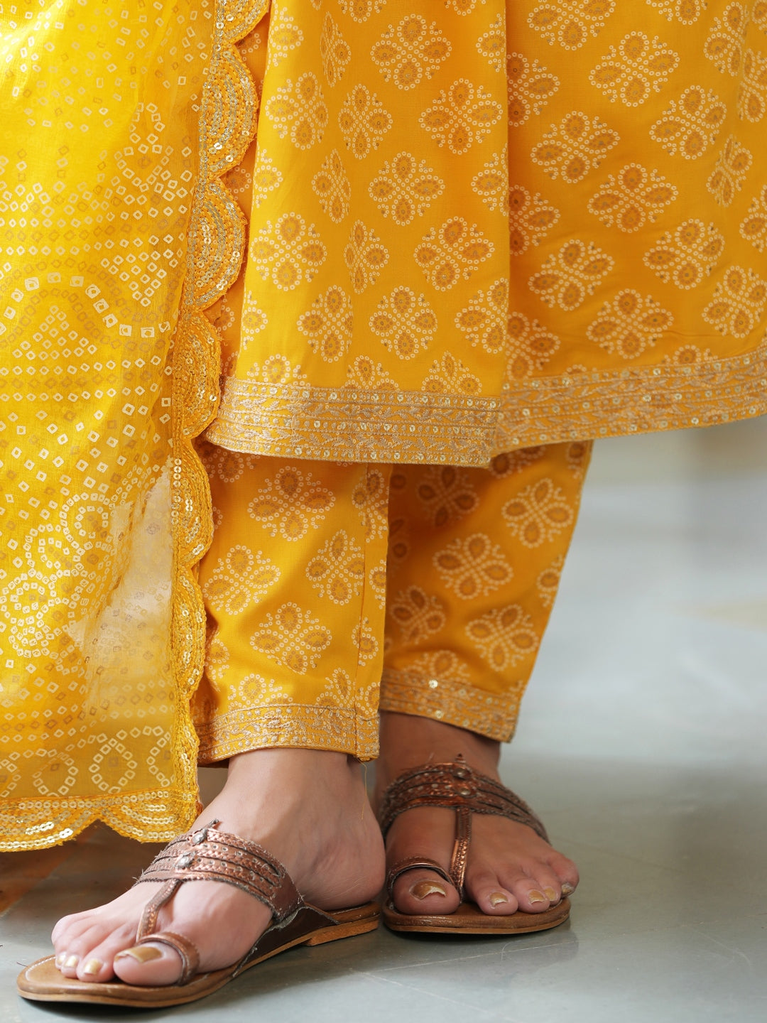 Yellow Dandelion Embroidered Suit Set