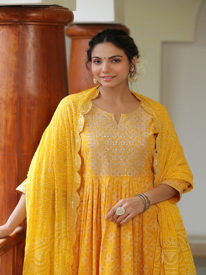 Yellow Dandelion Embroidered Suit Set