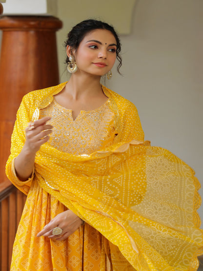 Yellow Dandelion Embroidered Suit Set