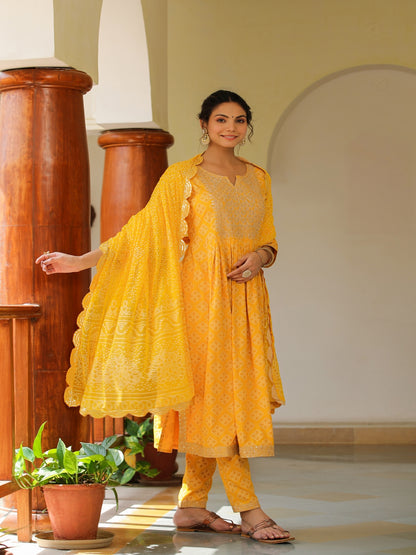 Yellow Dandelion Embroidered Suit Set