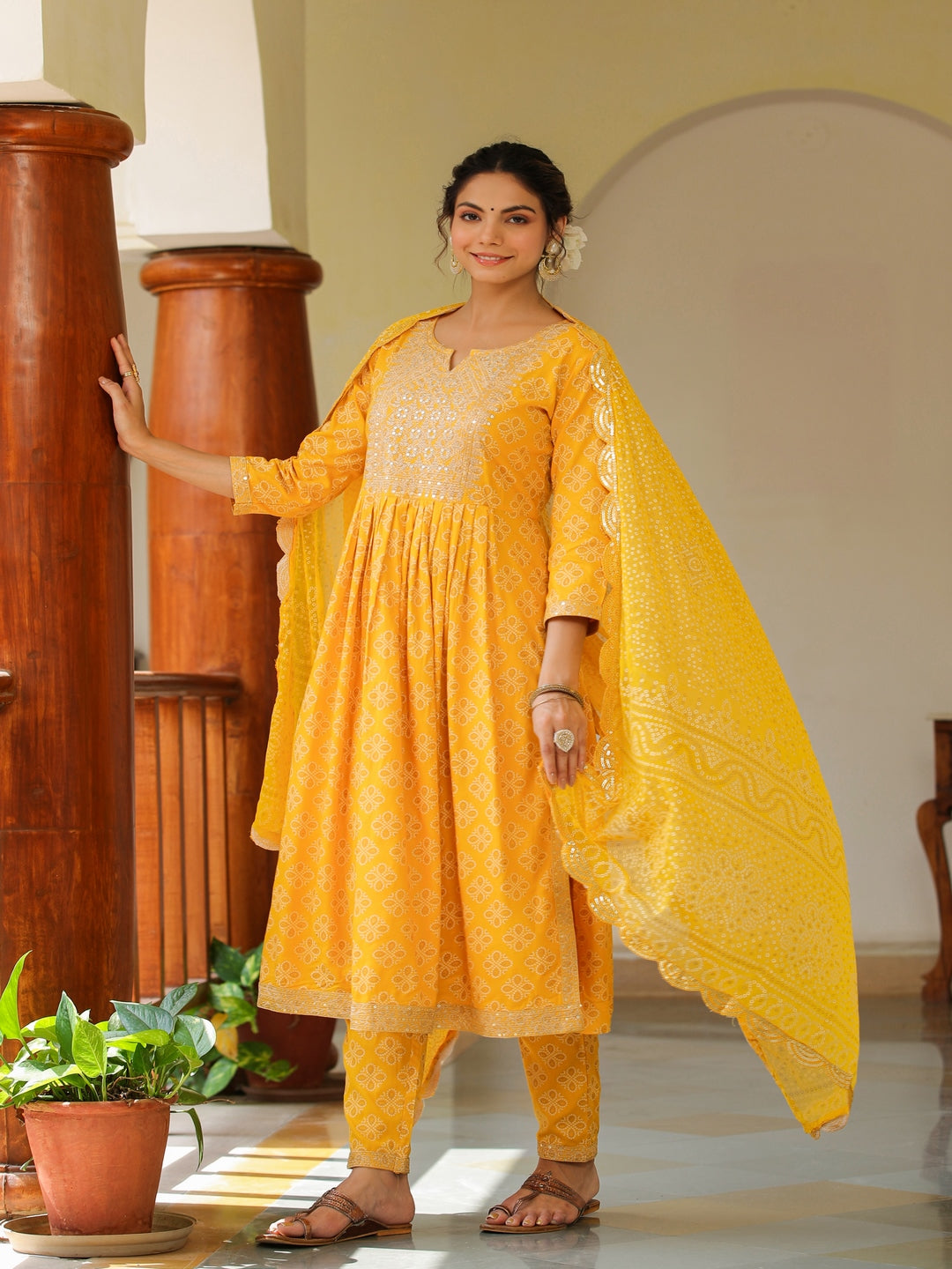 Yellow Dandelion Embroidered Suit Set