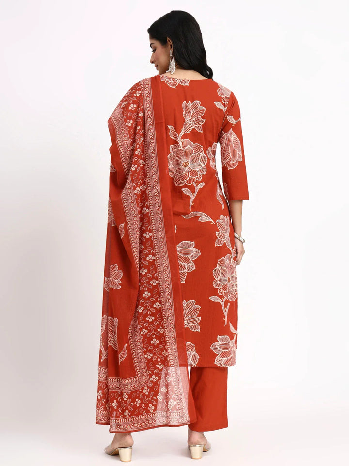 Cotton Straight Kurta Pant Dupatta Set