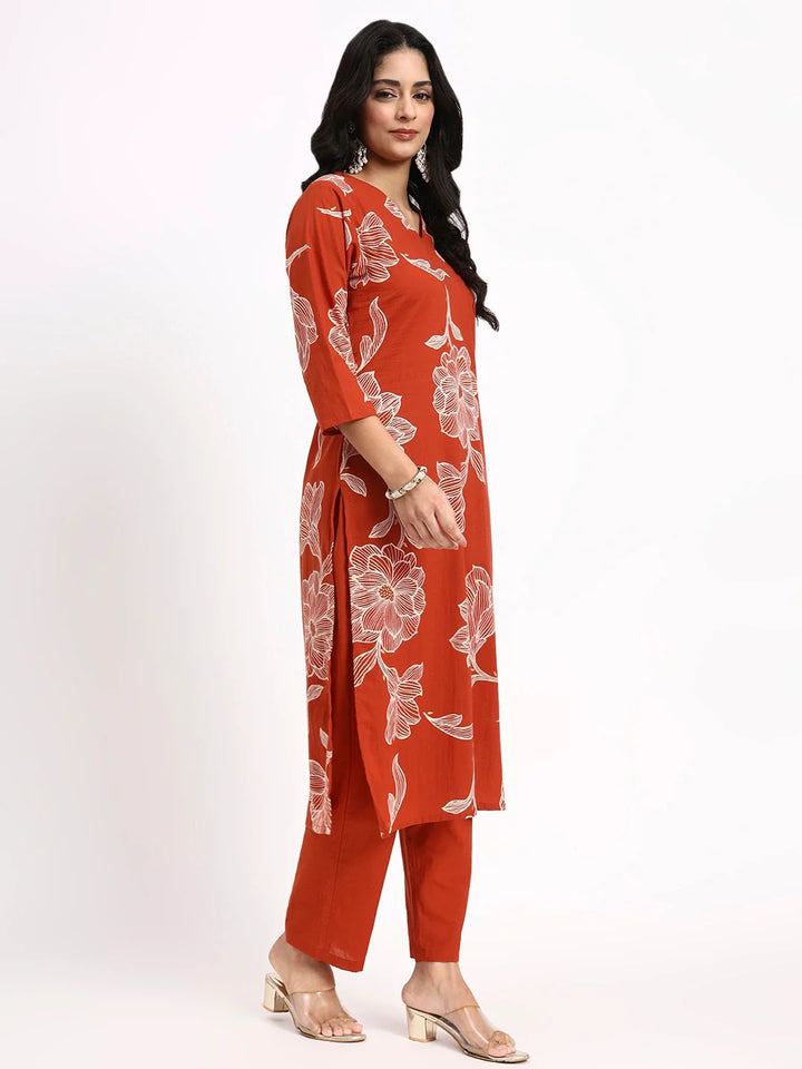 Cotton Straight Kurta Pant Dupatta Set