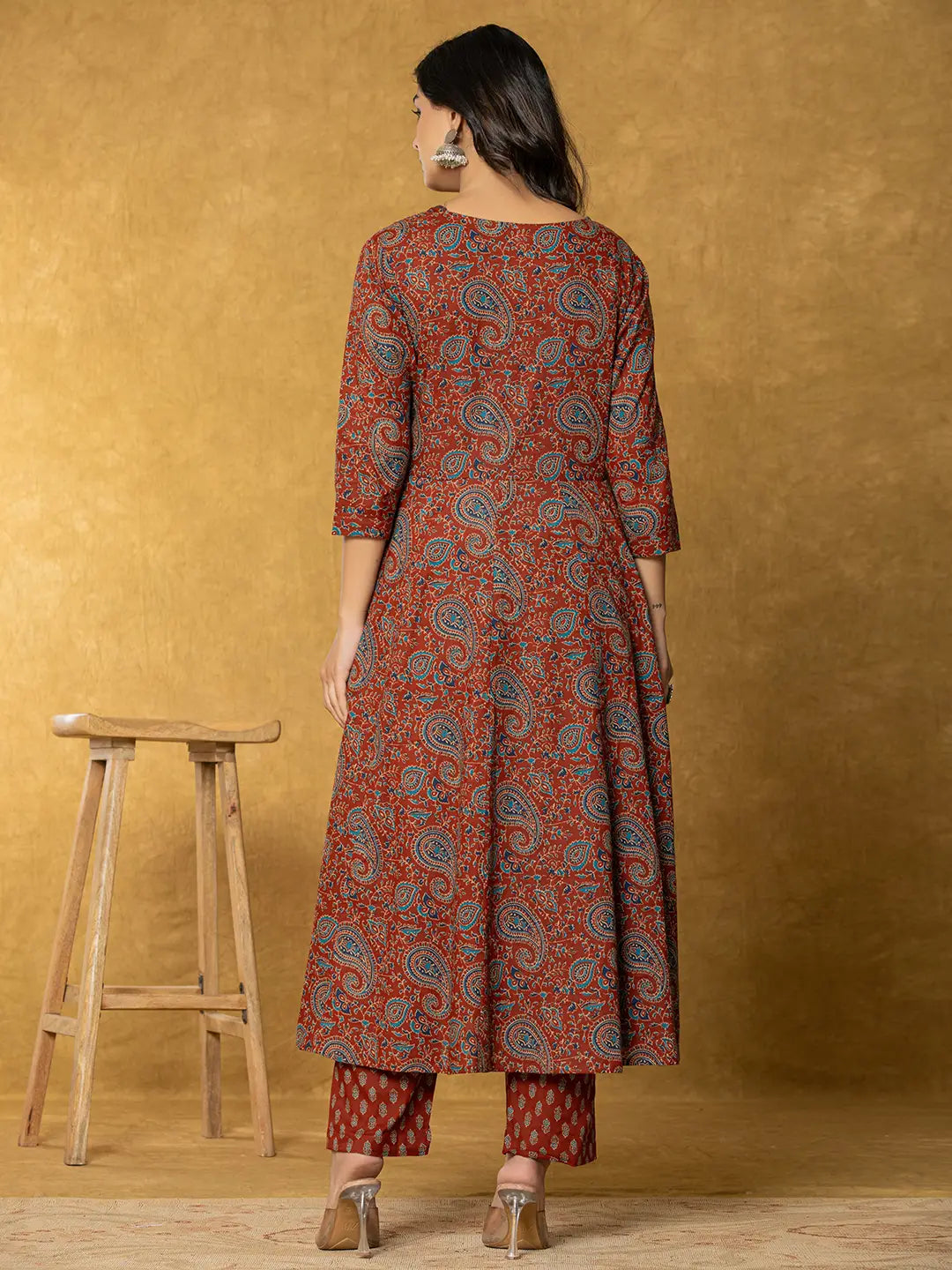 Sequins Work Cotton Anarkali Kurta Dupatta Set
