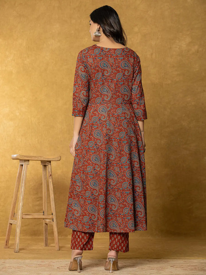Sequins Work Cotton Anarkali Kurta Dupatta Set