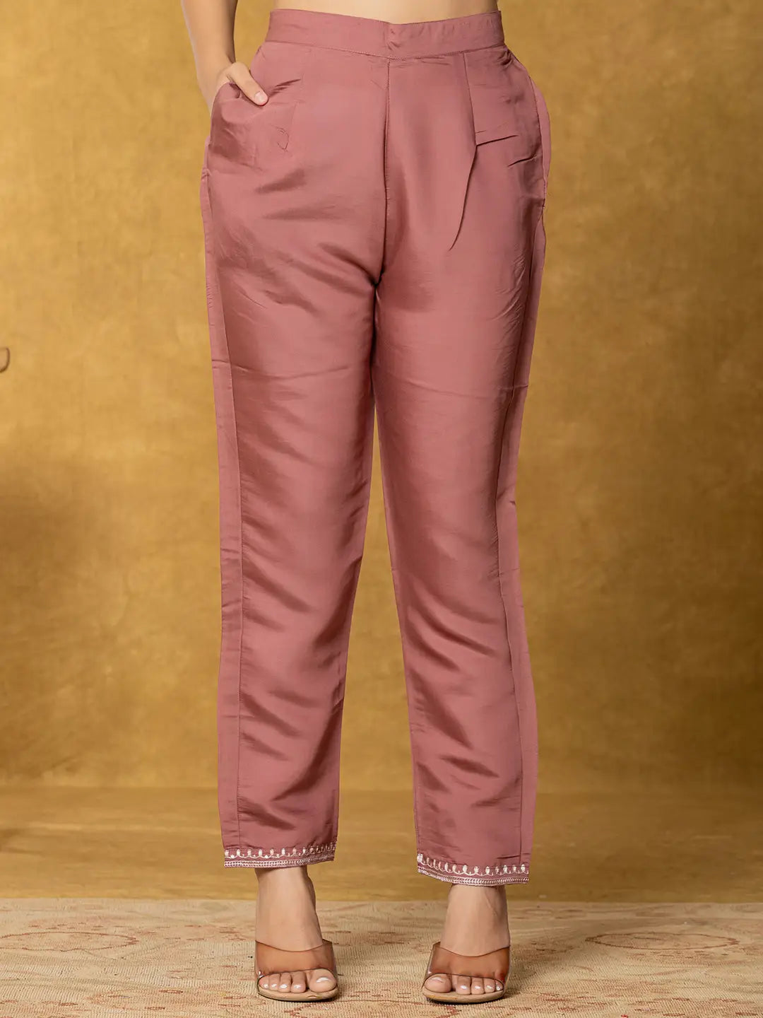 Rust Silk Kurta Dupatta Pant Set