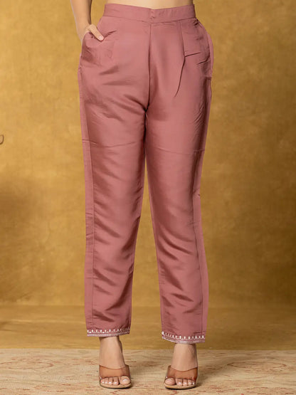 Rust Silk Kurta Dupatta Pant Set
