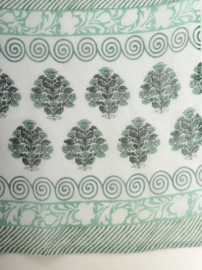 Sea Green And White Cotton Cut Dana Work Kurta Set With Pant & Dupatta