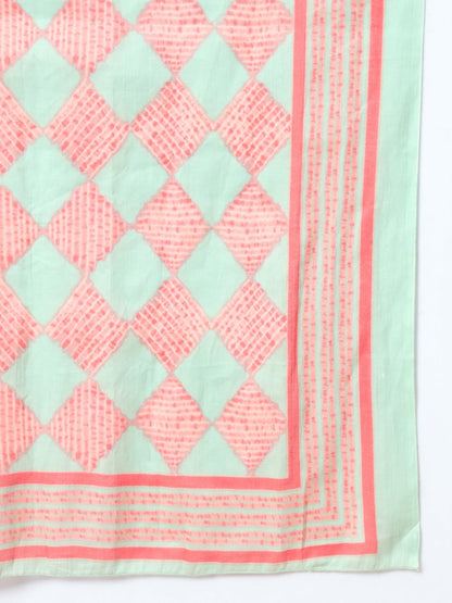 Sea Green Ethnic Motifs Cotton Kurta Dupatta Set