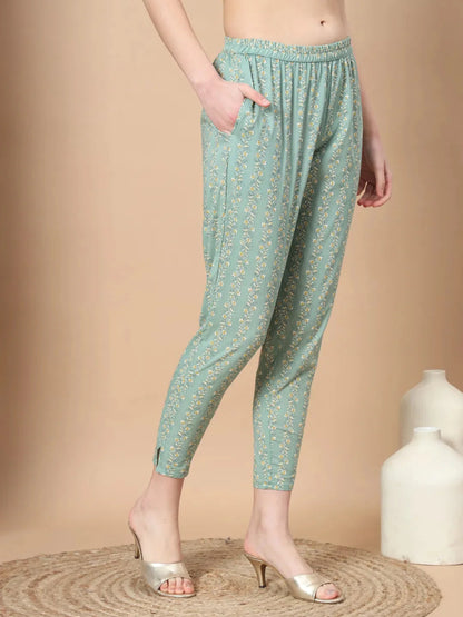 Sea Green Ethnic Motifs Thread Work Straight Kurta Trouser And Dupatta Set
