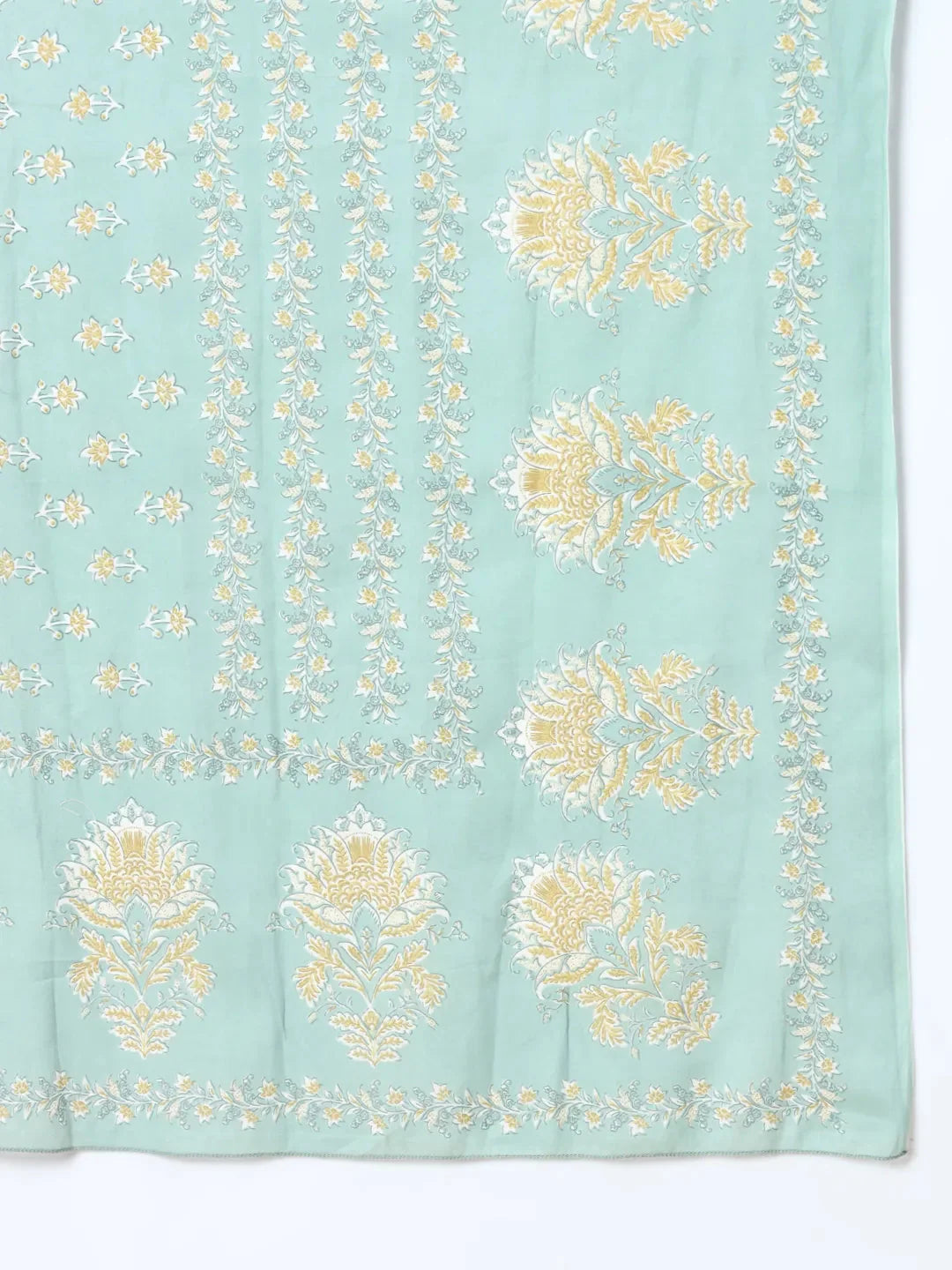 Sea Green Ethnic Motifs Thread Work Straight Kurta Trouser And Dupatta Set