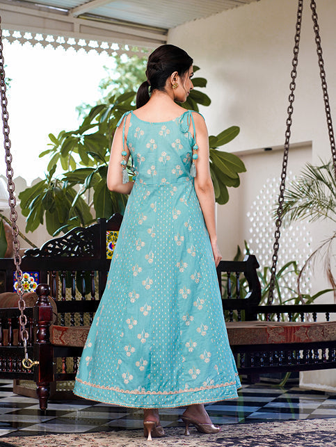 Sea Green Strappy Anarkali Dress
