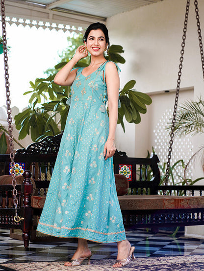Sea Green Strappy Anarkali Dress