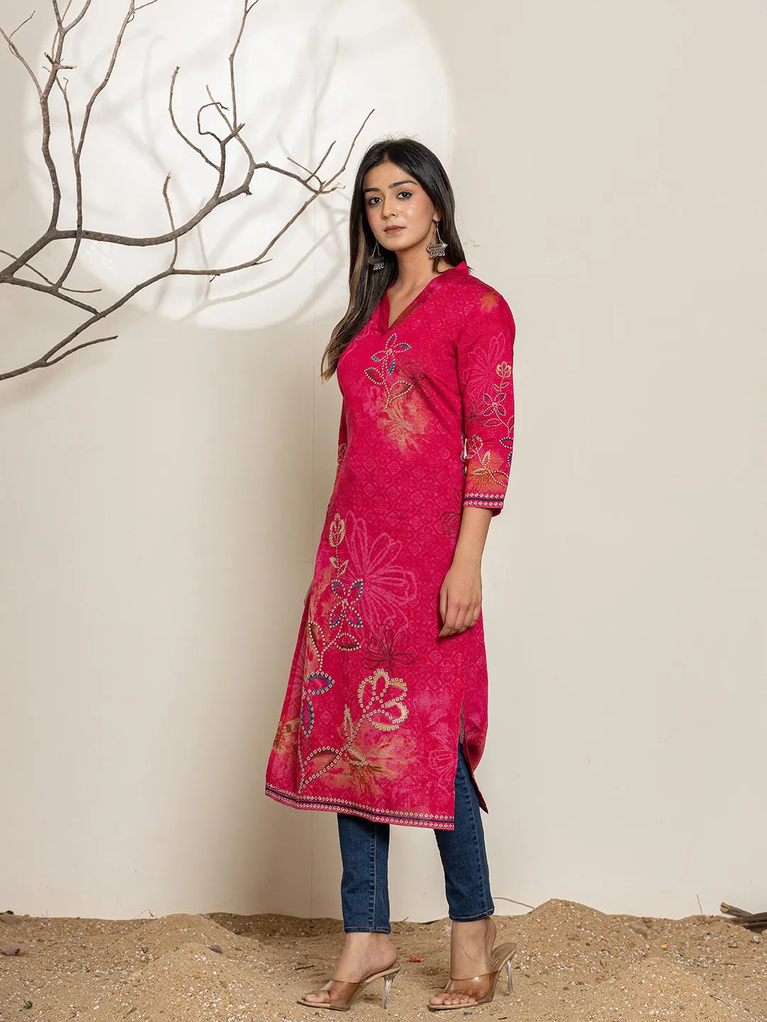 Silk Blend Pink Digital Print Kurta