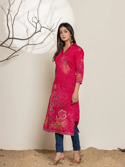 Silk Blend Pink Digital Print Kurta