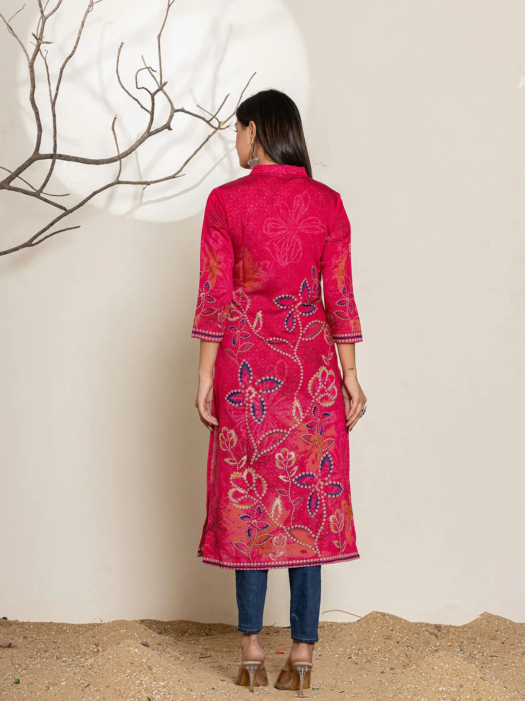 Silk Blend Pink Digital Print Kurta