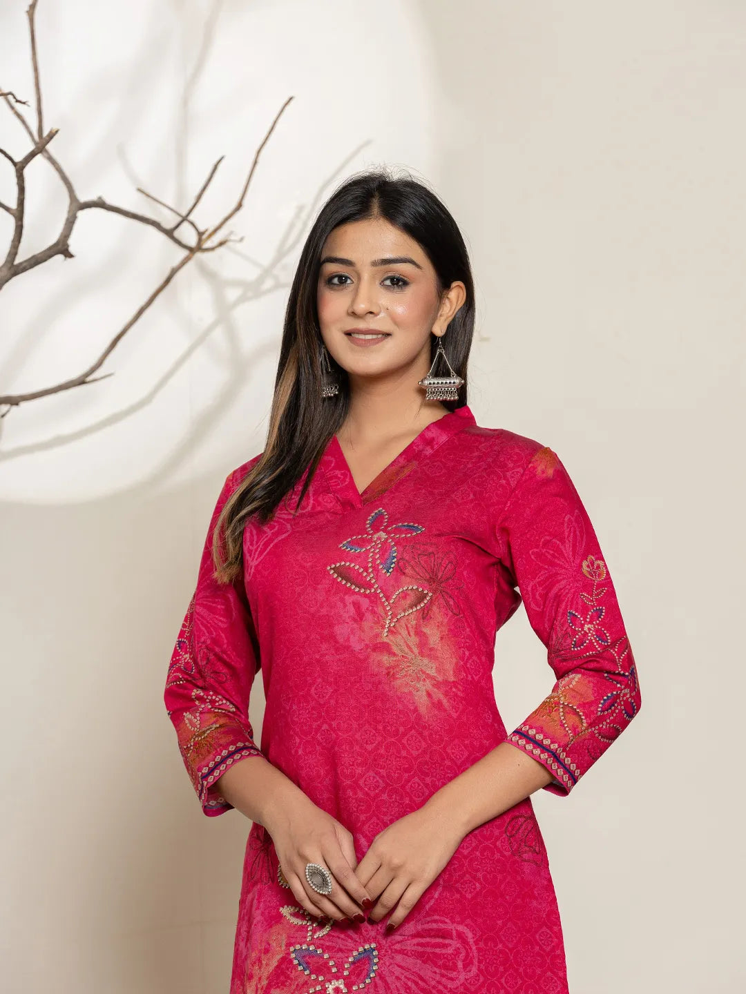 Silk Blend Pink Digital Print Kurta