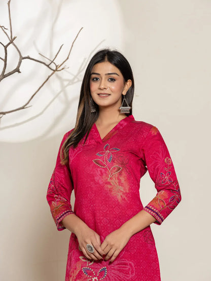 Silk Blend Pink Digital Print Kurta