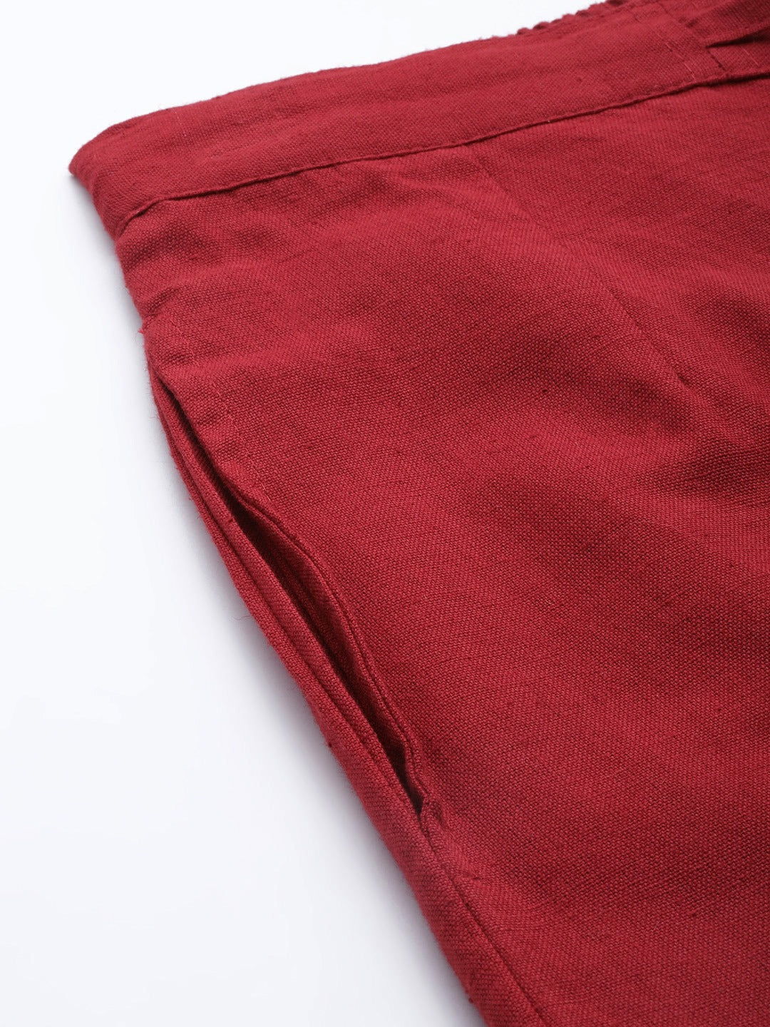 Solid Maroon Cotton Trousers