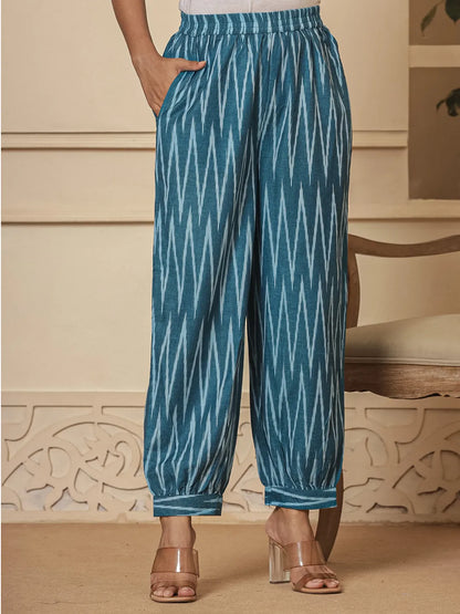 Teal Cotton Ikat Co Ord Set