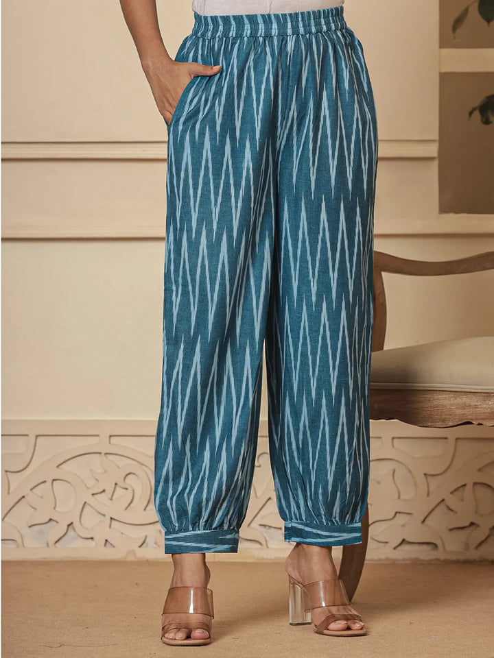 Teal Cotton Ikat Co Ord Set