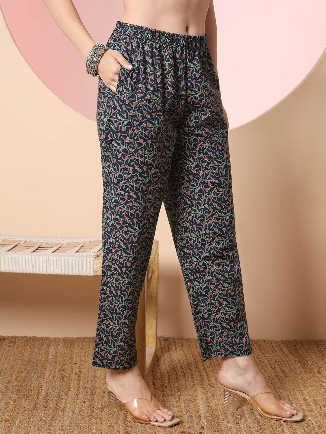 Teal Pure Cotton Chikankari Straight Kurta Dupatta Pant Set