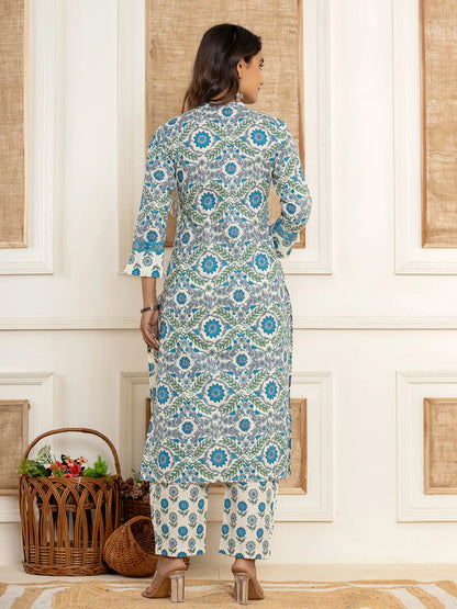Printed Pure Cotton Straight Kurta Dupatta Set