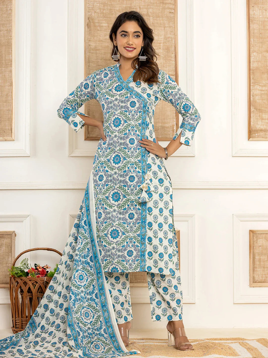 Printed Pure Cotton Straight Kurta Dupatta Set