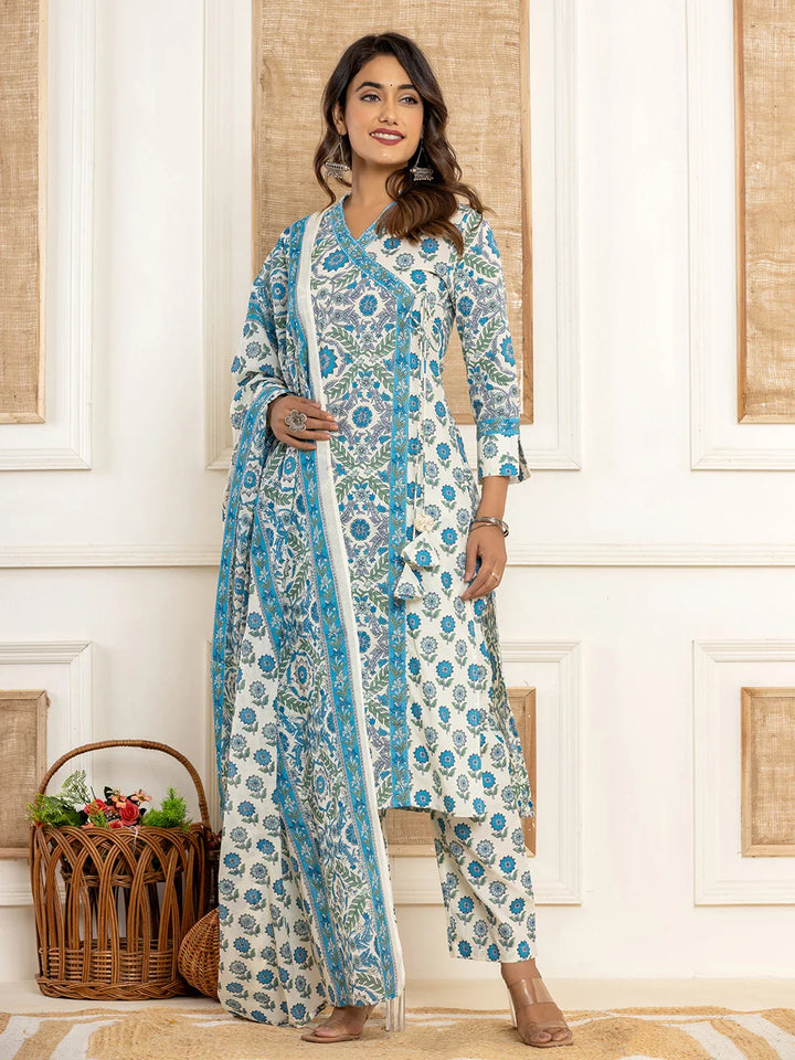 Printed Pure Cotton Straight Kurta Dupatta Set