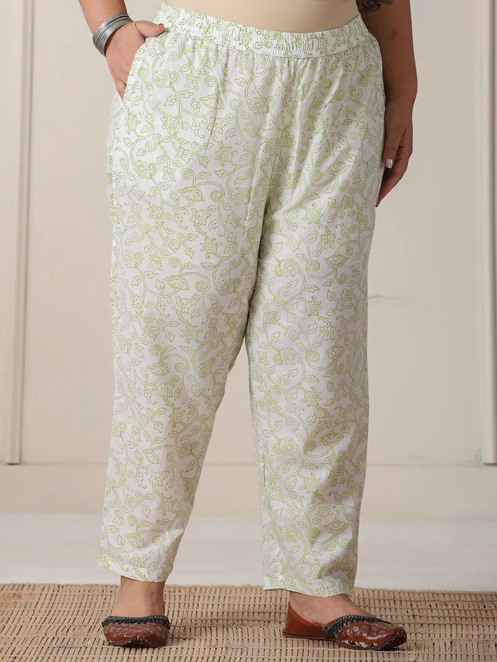 White And Yellow Cotton Sequins Work Plus Size Kurta Set With Pant &amp; Dupatta