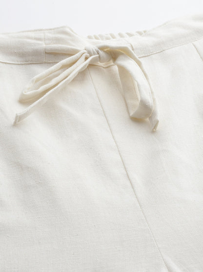 White Cotton Fit Trousers