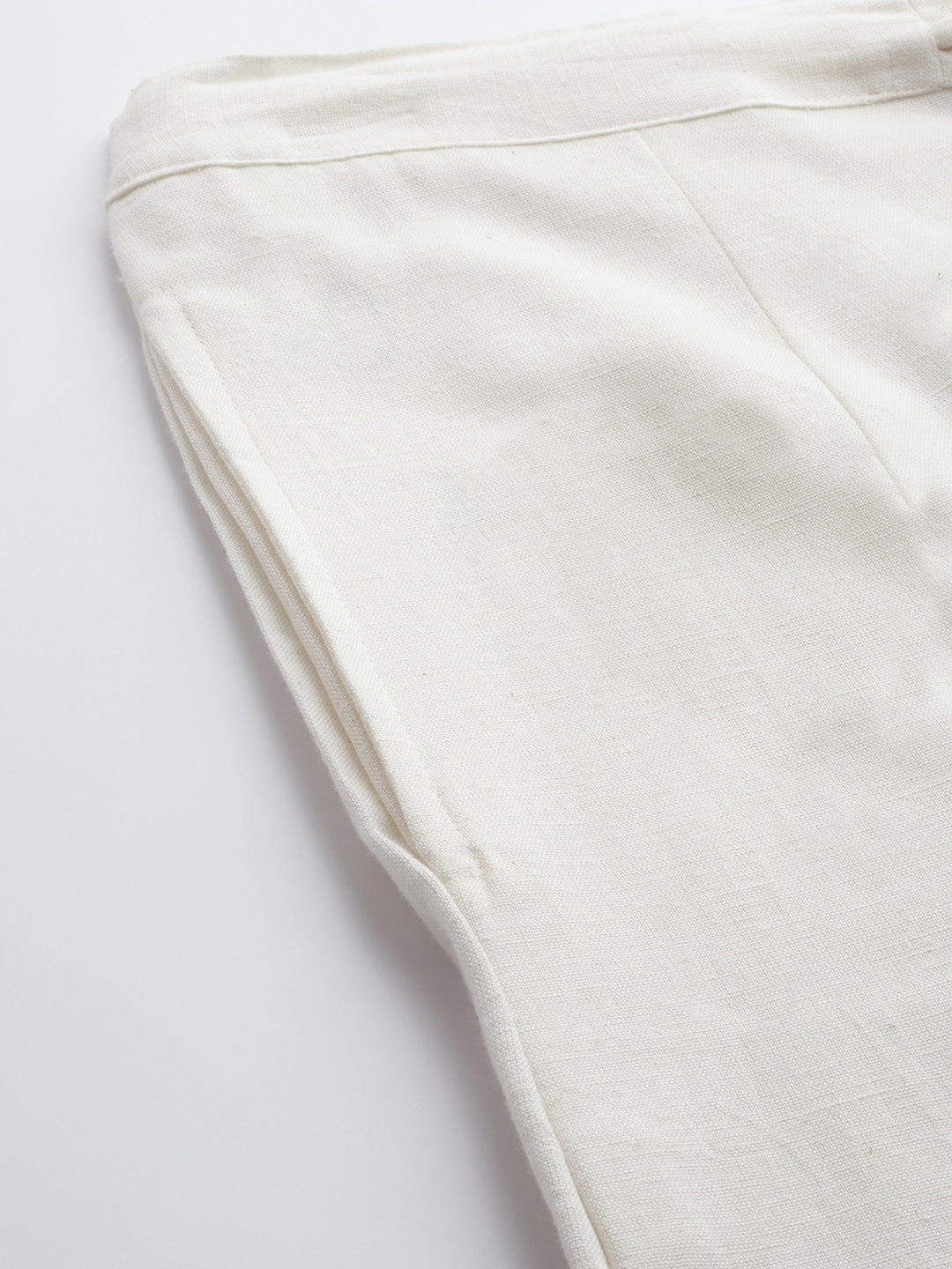 White Cotton Fit Trousers
