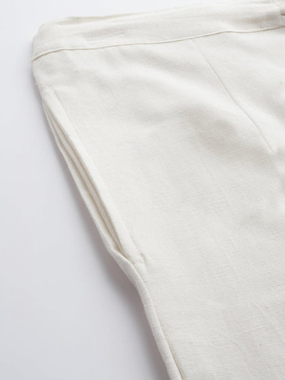 White Cotton Fit Trousers