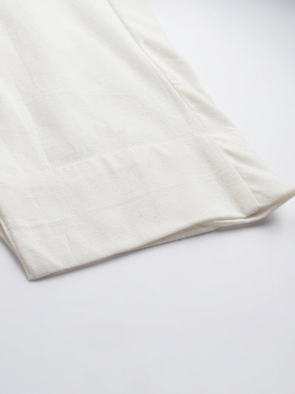 White Cotton Fit Trousers