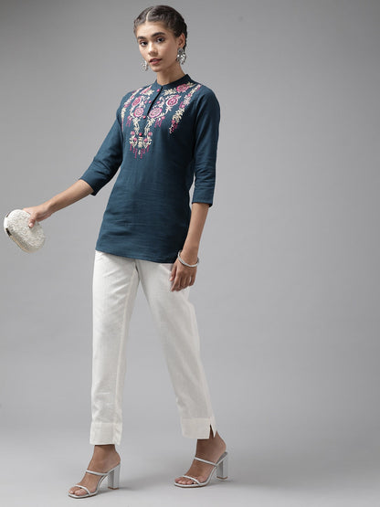 White Cotton Fit Trousers