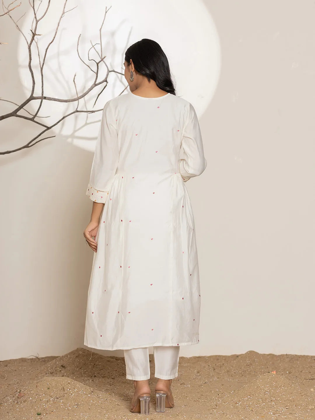 Embroidery Silk Blend A Line Kurta Dupatta Set