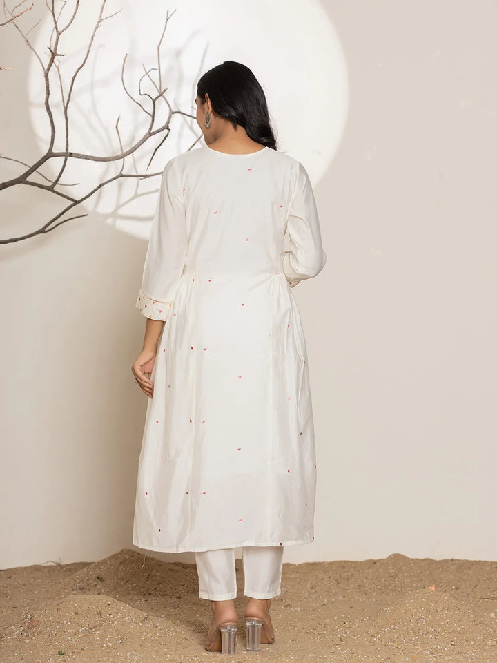Embroidery Silk Blend A Line Kurta Dupatta Set