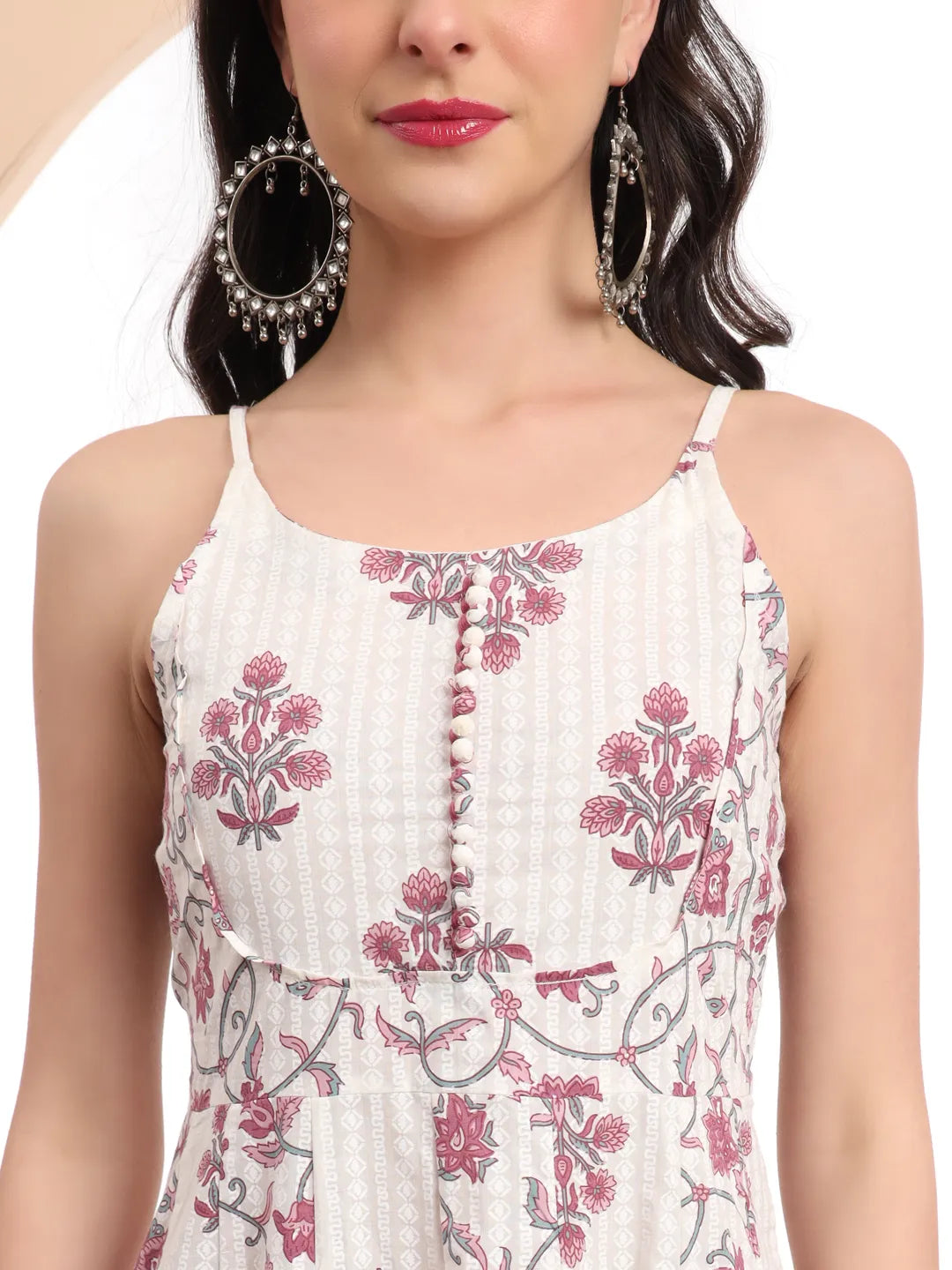 White Pure Cotton Anarkali Kurta Set With Dupatta