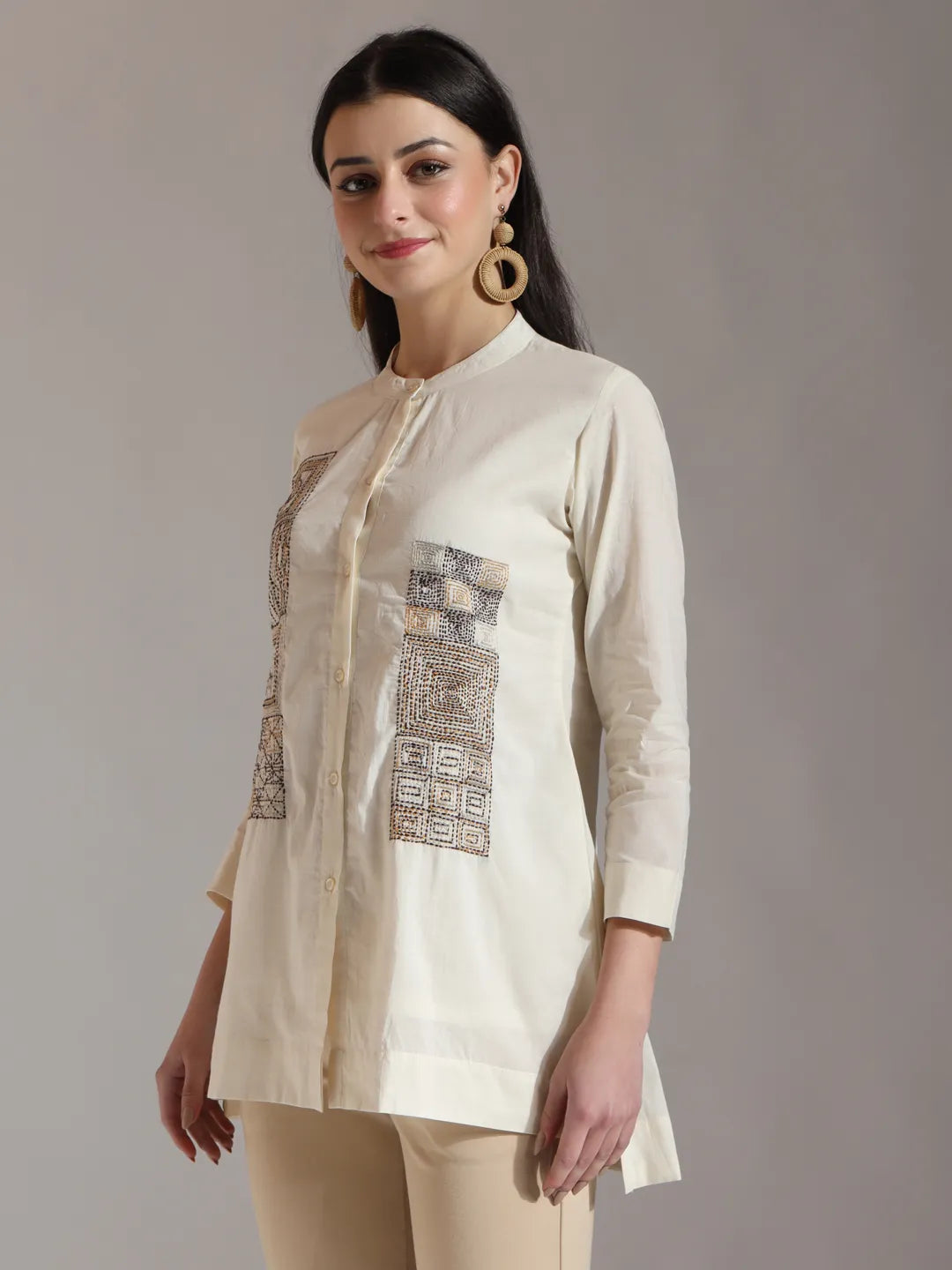 White Pure Cotton Embroidered Top