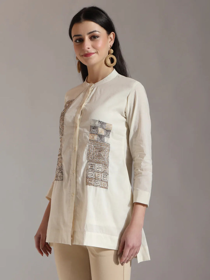 White Pure Cotton Embroidered Top