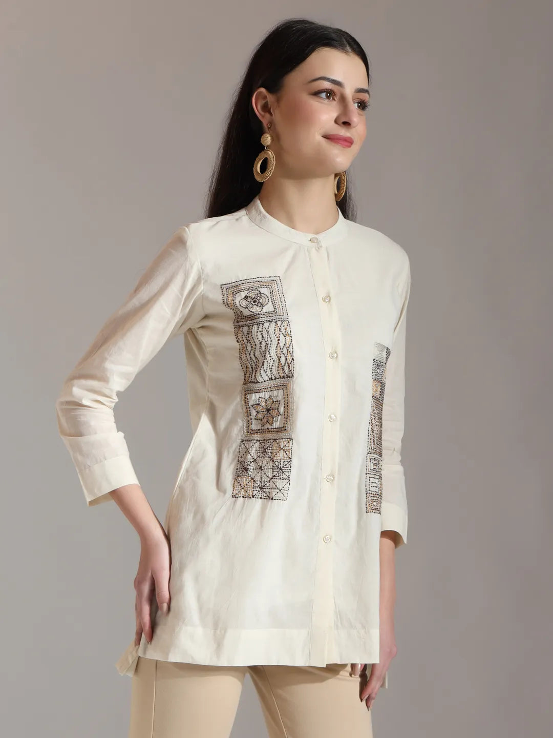 White Pure Cotton Embroidered Top